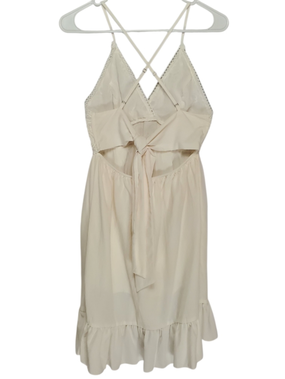 🟢2645 * Umbranded Boho Crochet Lace Ruffle Mini Dress White Pink Size Unknown - Picture 2 of 14